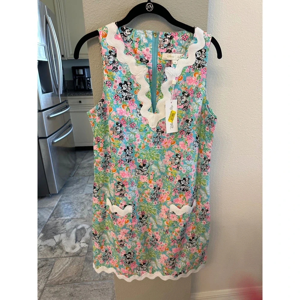 Lilly Pulitzer Disney Roney Shift Dress Lilly Hearts Disney Mickey Minnie NWT 8 - Picture 3 of 14